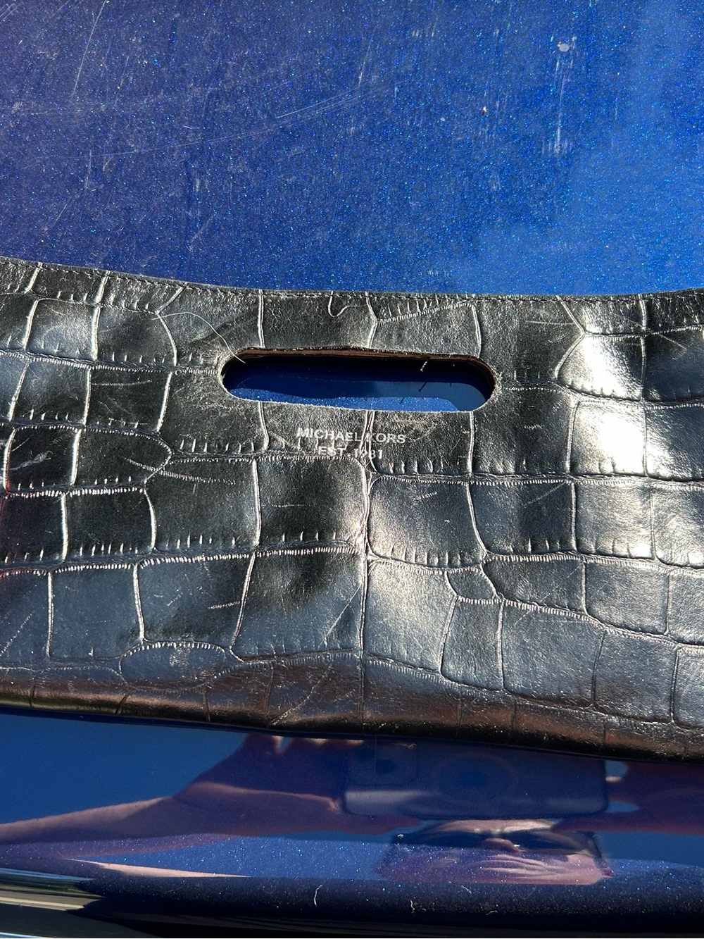 🖤 MICHAEL KORS Black Croc-Embossed Leather Clutch 🖤